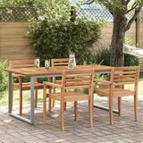 Vanjski Zunanja jedilna miza Siva 180x90x75 cm Jeklo in masivno akacijevo les | Shoptok.si