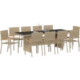  11-dijelni set za blagovanje u vrtu bež poli ratan | shoptok.hr