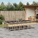 The Living Store Vrtna jedilna garnitura 13-delna z blazinami bež poli ratan - Vrtna Jedilna Garnitura, (21472948) | Shoptok.si