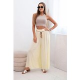 Kesi Włoski Women's wide-leg viscose trousers yellow | shoptok.hr