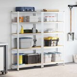 vidaXL Regal s policami 5-nadstropni 2 kosa srebrno jeklo in inž. les | Shoptok.si
