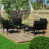  5-dijelna vrtna garnitura s jastucima crna PVC Cijene