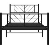 Metalni okvir kreveta uzglavlje i podnožje crni 90 x 200 cm | shoptok.hr