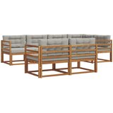  Set vanjskih sofa s jastukom 7 pcs Prirodna i svjetlosiva | shoptok.hr