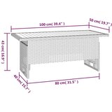vidaXL Vrtna miza črna 100x50x43/63 cm trden akacijev les & poli ratan | Shoptok.si