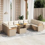 Maison Chic Seti vrtnega pohištva - Vrtna garnitura - Vrtni pohištvo set 11-delna z blazinami bež poli ratan, (21816318) | Shoptok.si