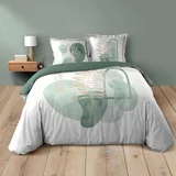 douceur d'intérieur Bijela/zelena pamučna posteljina za bračni krevet 200x200 cm Terrazia –