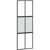 vidaXL Drsna vrata črna 76x205 cm kaljeno steklo in aluminij, (20983121) | Shoptok.si