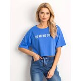 Yups Cropped blouse with text print blue Cene