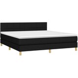 Box spring postelja z vzmetnico LED črna 160x200 cm blago, (20846599) | Shoptok.si