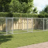  Kavez za pse s vratima sivi 8x2x1,5 m od pocinčanog čelika