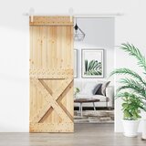  Klizna vrata 80 x 210 cm Čvrsta borovina (neobrađena) | shoptok.hr