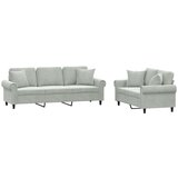 Maison Chic Sedežna garnitura - kavč 2-delna z vzglavniki svetlo siv žamet, (21728886) | Shoptok.si