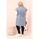 Kesi Włoski Women's Plus Size quilted vest with belt and collar brown | Shoptok.si