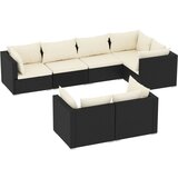 The Living Store Vrtna sedežna garnitura 7-delna z blazinami črna poli ratan - Vrtna Sedežna Garnitura, (21459767) | Shoptok.si