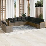 Maison Chic Seti vrtnega pohištva - Vrtna garnitura - Vrtni pohištvo set 11-delna z blazinami siv poli ratan, (21809122) | Shoptok.si