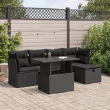 vidaXL 6-dijelni set vrtnih sofa s jastucima crni od poliratana | shoptok.hr