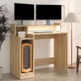 vidaXL Pisalna miza z LED lučmi sonoma hrast 97x45x90 cm kons. les | Shoptok.si