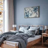  Slika - Turquoise Flowers in Retro Ambience Floristic Ornaments 120x80 U prirodnom drvenom okviru | shoptok.hr