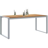 Vanjski Zunanja jedilna miza Siva 180x90x75 cm Jeklo in trden les akacija | Shoptok.si