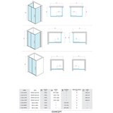 Copen stakleni paravan copen atlas black 1100x1950 transparentno staklo 6mm crni mat ram C-02-B4110T | Eponuda.com