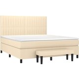 vidaXL Box spring postelja z vzmetnico krem 160x200 cm blago, (20894527) | Shoptok.si