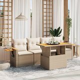  5-dijelni vrtni set sofa s jastucima bež od poliratana | shoptok.hr