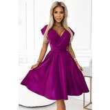 Numoco Flared dress with a clutch neckline and belt | Shoptok.si