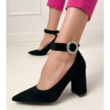 D/CEO Black block-heeled pumps with buckle and rhinestones Vellus | Shoptok.si