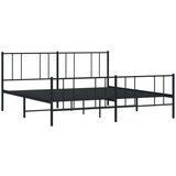 Metalni okvir kreveta uzglavlje i podnožje crni 200x200 cm | shoptok.hr
