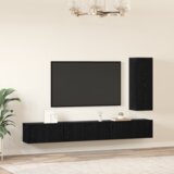 vidaXL Set TV komoda s policom Ostalo s pohranom s vratima 4 pcs Crni hrast 30.5 x 30 x 90 cm | shoptok.hr