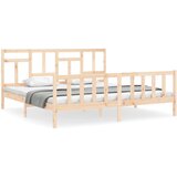 The Living Store Posteljni okvir z vzglavjem 200x200 cm trden les - Posteljni Okvir, (21525269) | Shoptok.si