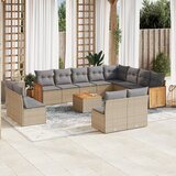 Maison Chic Seti vrtnega pohištva - Vrtna garnitura - Vrtni pohištvo set 13-delna z blazinami bež poli ratan, (21811485) | Shoptok.si