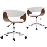 vidaXL Vrtljivi jedilni stoli 2 kosa belo umetno usnje | Shoptok.si