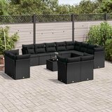  13-dijelni set vrtnih sofa s jastucima poliratan crni | shoptok.hr