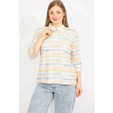 Şans women's colorful plus size cotton fabric front pat zipper colored blouse Cene