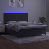  box spring s madracem LED tamnosivi 180x200 cm baršun | shoptok.hr