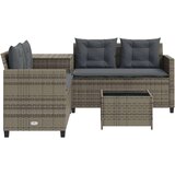  Vrtna sofa L-oblika sa stolom i jastucima siva od poliratana | shoptok.hr
