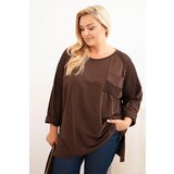 Kesi Włoski Women's Plus Size cotton blouse with print brown Cene