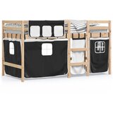  The Living Store Otroški pograd z zavesami bel in črn 80x200 cm trdna borovina - Otroški Pograd, (21450569) | Shoptok.si