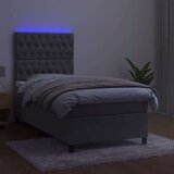  Box spring s madracem LED svjetlosivi 90x190 cm baršun | shoptok.hr