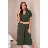 Kesi Włoski Dress with a decorative belt khaki Cijene