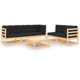  Vrtna sedežna garnitura 6-delna z blazinami trdna borovina, (20675149) | Shoptok.si