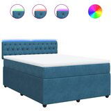 Maison Chic Box spring postelja - Vzmetna postelja z vzmetnico modra 140x190 cm žamet SL4695, (21887951) | Shoptok.si