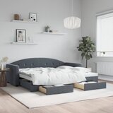  Dnevni krevet s pomoćnim ležajem i ladicama bez madraca tamno siva 90x190 cm | shoptok.hr