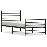  Metalni okvir kreveta uzglavlje i podnožje crni 90 x 200 cm | shoptok.hr