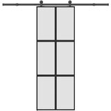 vidaXL Drsna vrata z opremo 76x205 cm kaljeno steklo in aluminij Cene