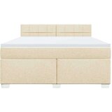 vidaXL Box spring postelja z vzmetnico krem 180x200 cm blago | Shoptok.si