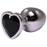 Mali metalni analni dildo srce sa crnim dijamantom