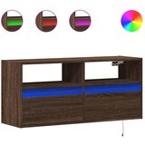 Maison Chic Stenska TV omarica - TV stojalo - Televizijska omarica z LED lučkami rjavi hrast 100x31x45 cm, (21700772) Cene